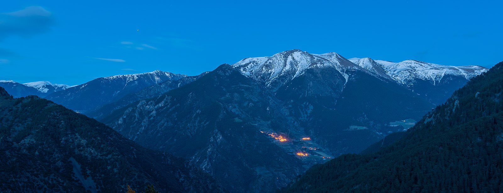 Panoramic view of the Pyrenees mountains in Andorra