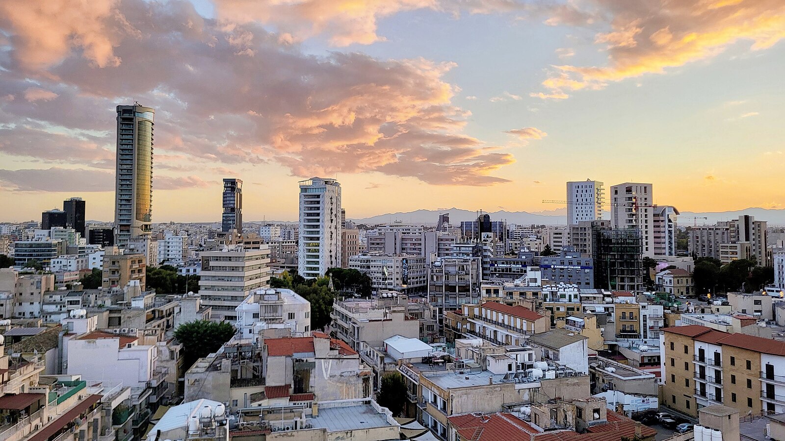 Modern Nicosia skyline with high-rise towers, Cyprus