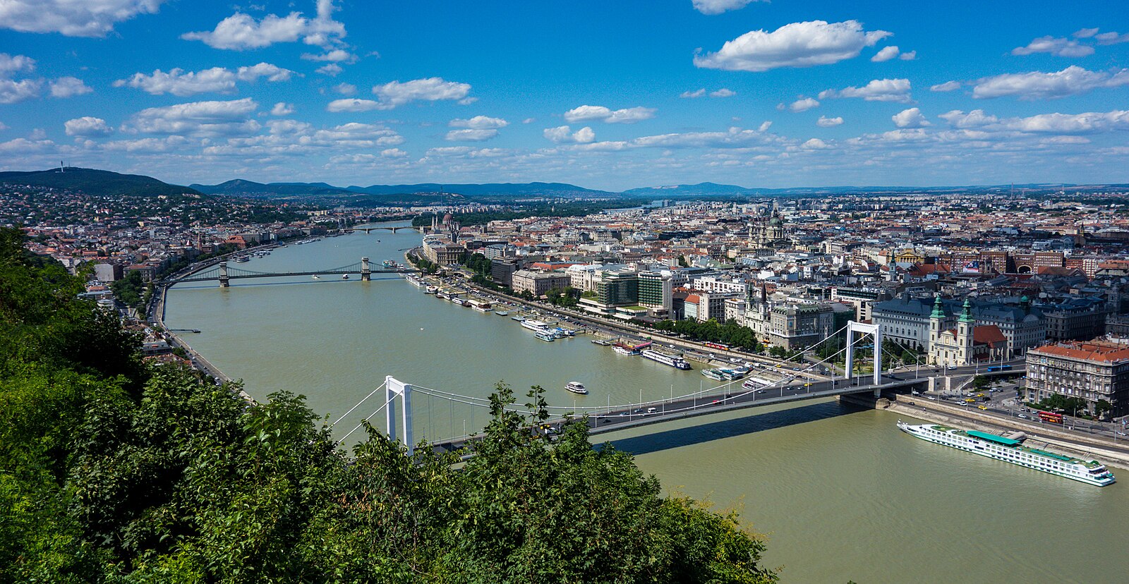 View from Gellért Hill to the Danube and Budapest, Hungary