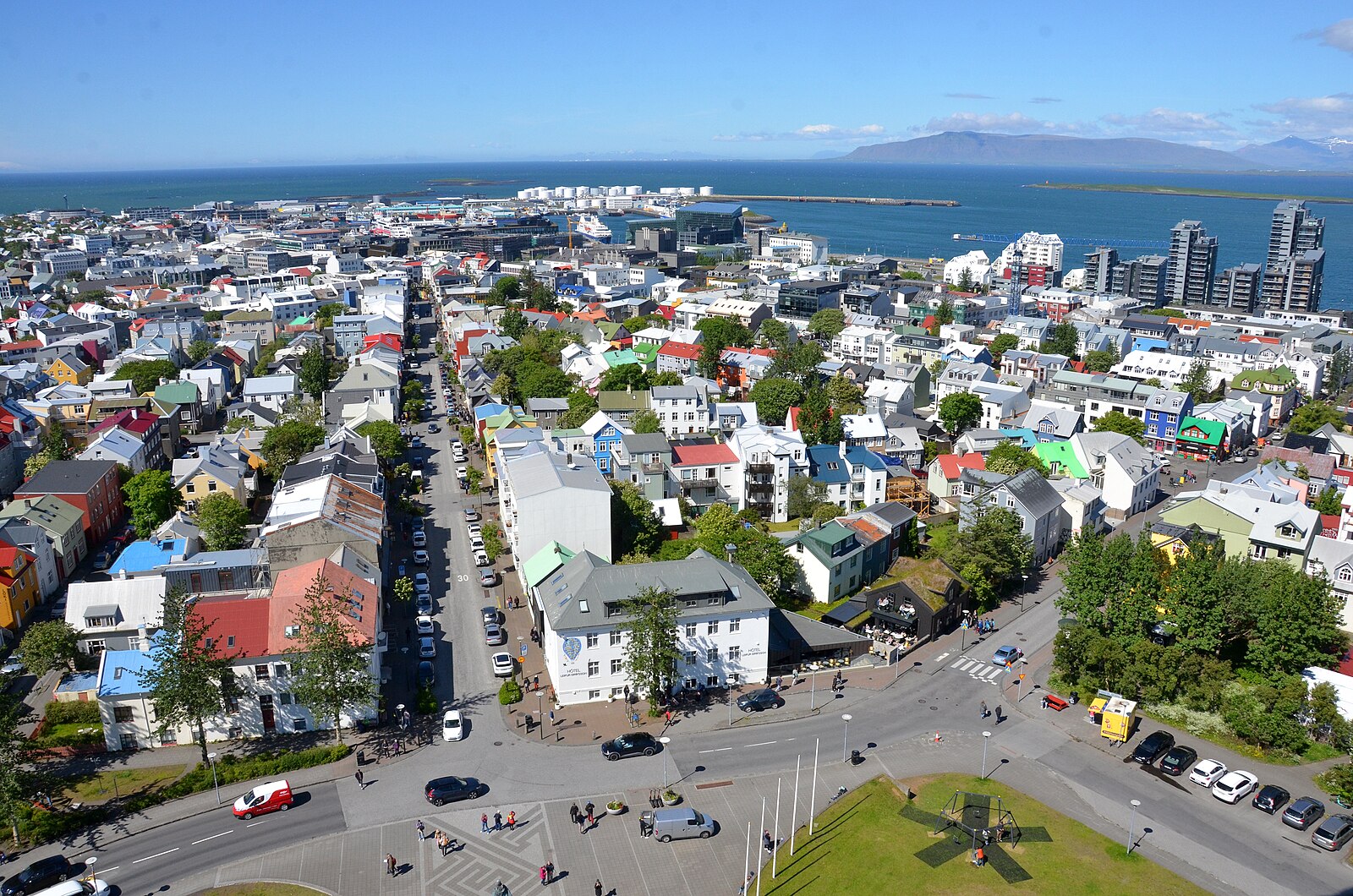 Reykjavík city view from Hallgrímskirkja church, Iceland