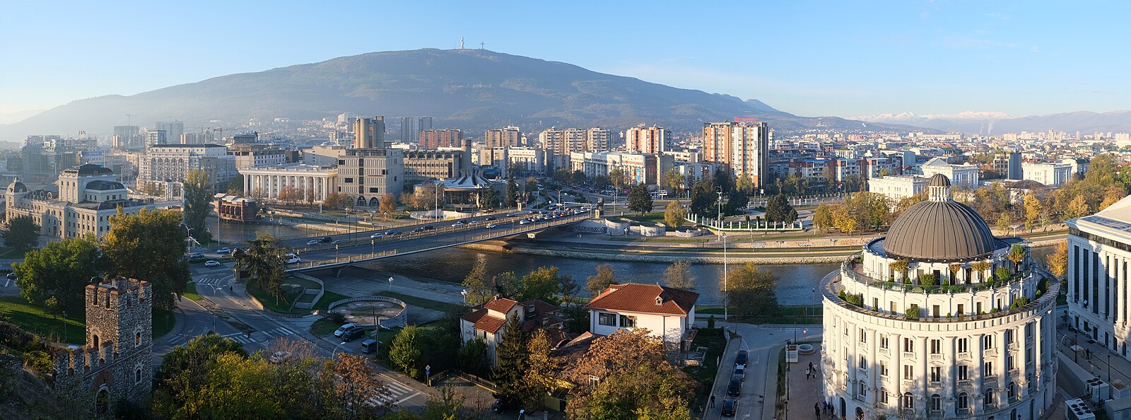 Skopje panorama viewed from Kale Fortress, North Macedonia