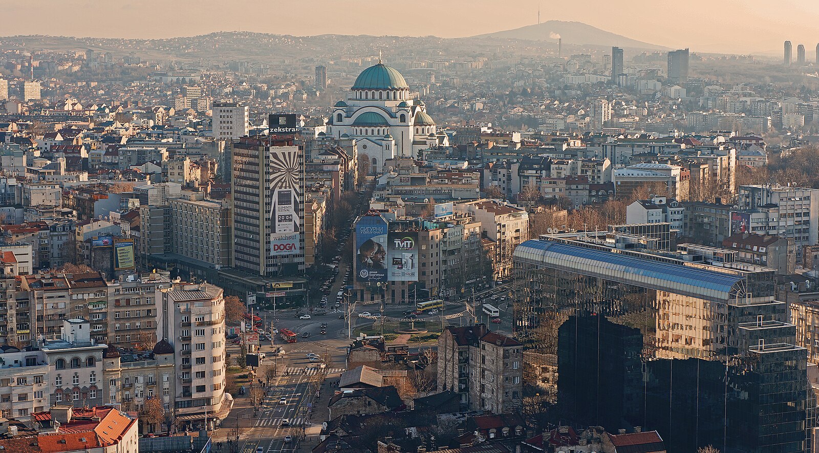 Belgrade panorama with Sava and Danube rivers, Serbia