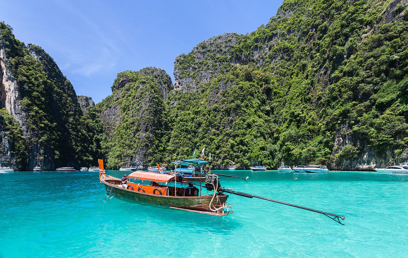 Phi Phi Lay island limestone cliffs and turquoise lagoon, Krabi, Thailand